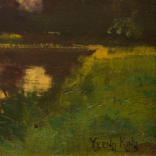 Henry John Yeend King - A Man Rowing a Boat on a Quiet Backwater - CLASSICARTWORKS