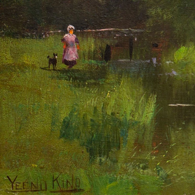 Henry John Yeend King - A Woman With a Dog in the Evening Light - CLASSICARTWORKS