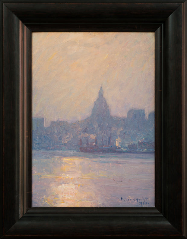 Herman Lindqvist - Vy från Skeppsbron mot Katarina kyrka, 1910 - CLASSICARTWORKS