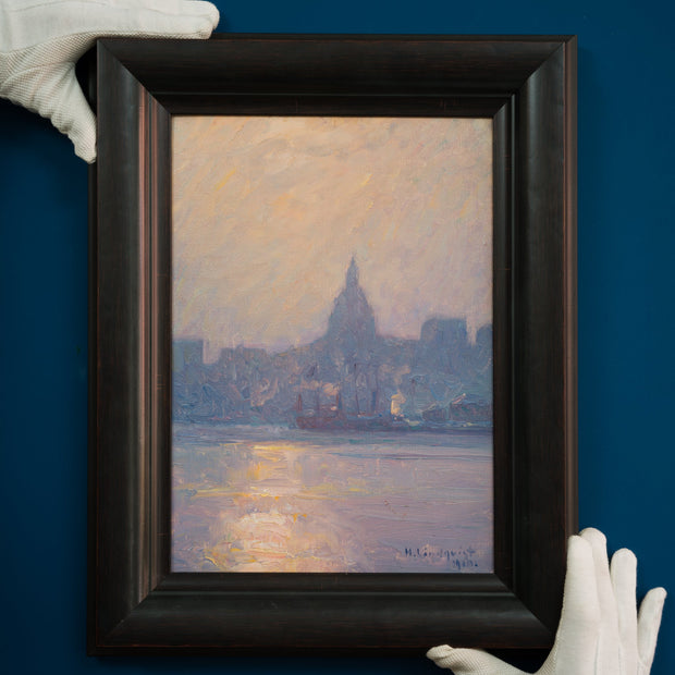Herman Lindqvist - Vy från Skeppsbron mot Katarina kyrka, 1910 - CLASSICARTWORKS