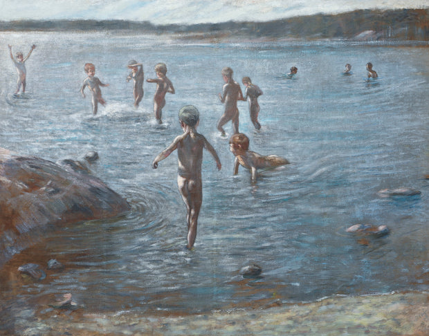 Paul Graf - Children Bathing by a Rocky Shore, 1892