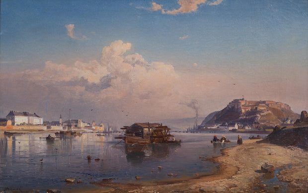 Karl Adloff - View of Koblenz from the Rhine towards the Fortress of Ehrenbreitstein, 1855 - CLASSICARTWORKS