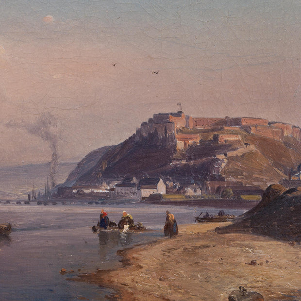 Karl Adloff - View of Koblenz from the Rhine towards the Fortress of Ehrenbreitstein, 1855 - CLASSICARTWORKS