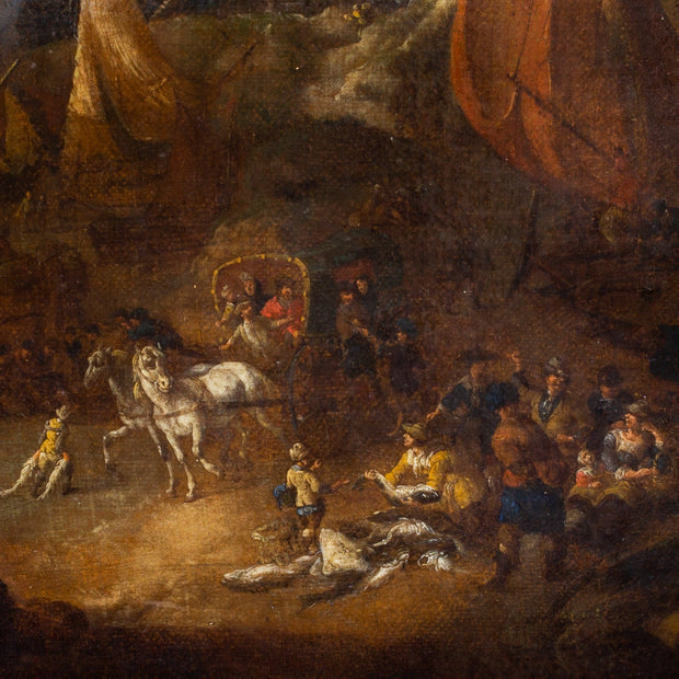 Lucas Smout II - A Coastal Landscape With Travellers and Fishermen Selling Their Catch - CLASSICARTWORKS