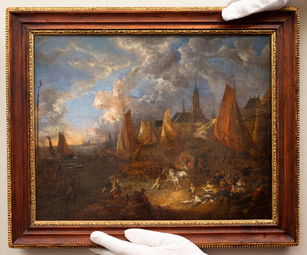 Lucas Smout II - A Coastal Landscape With Travellers and Fishermen Selling Their Catch - CLASSICARTWORKS