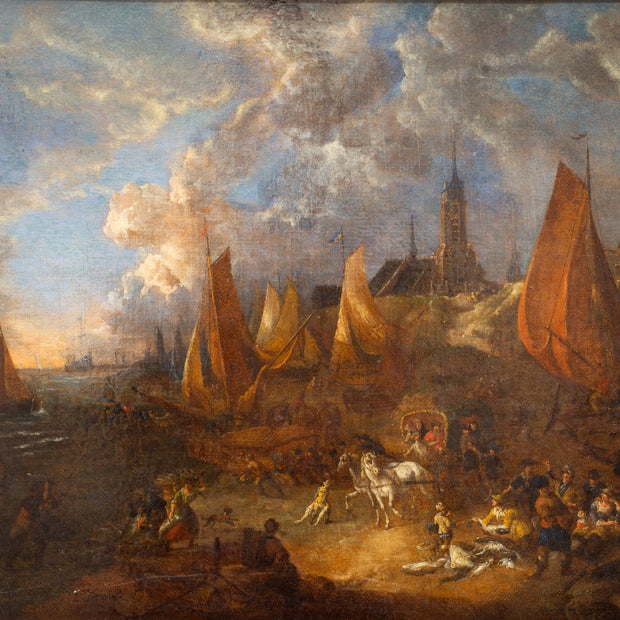 Lucas Smout II - A Coastal Landscape With Travellers and Fishermen Selling Their Catch - CLASSICARTWORKS