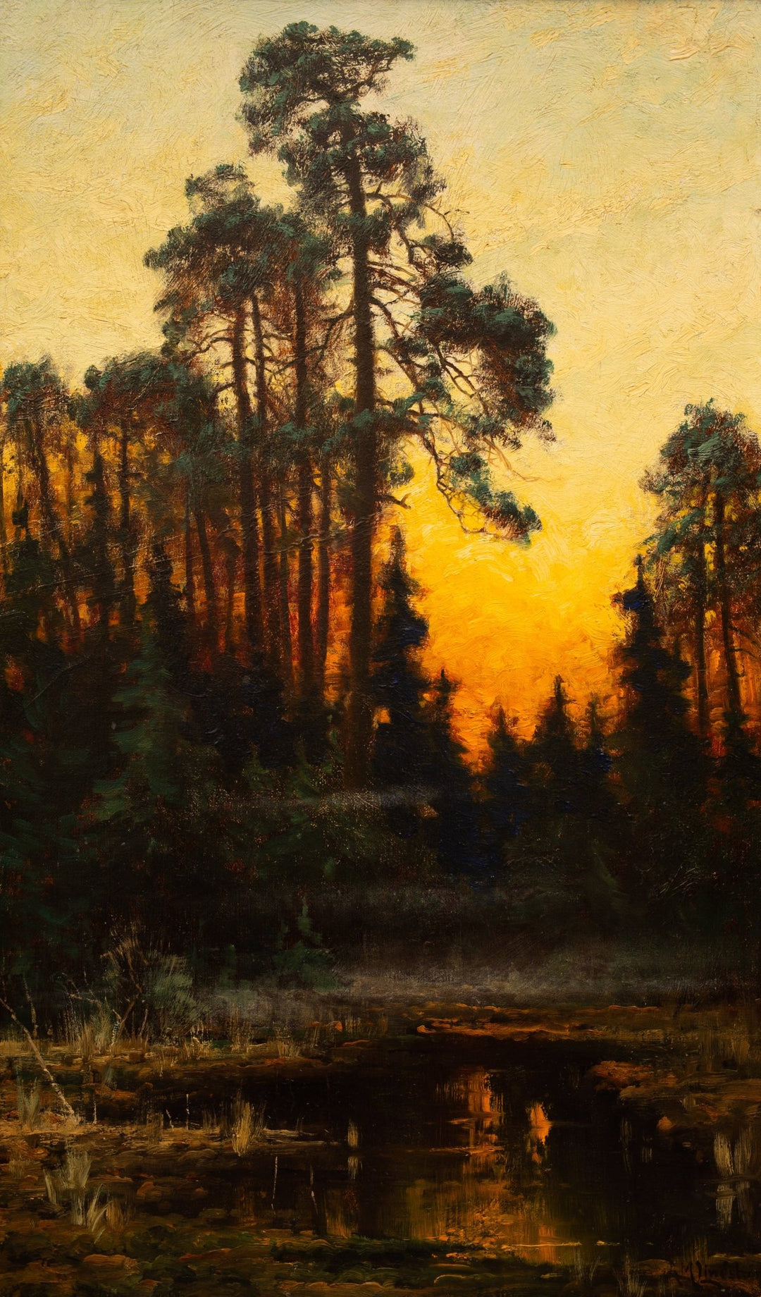 Mauritz Lindström - A Sunset in a Foggy Forest – CLASSICARTWORKS