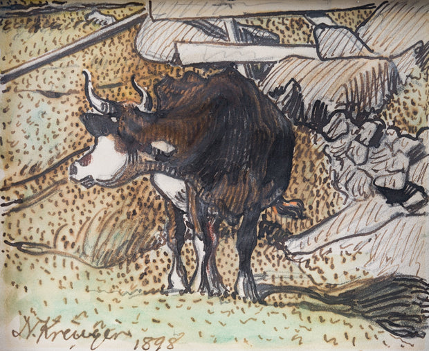 Nils Kreuger - Cow in a Landscape, 1898 - CLASSICARTWORKS