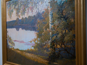 Olof Walfrid Nilsson - Autumn Landscape by the Lake (1935) - CLASSICARTWORKS