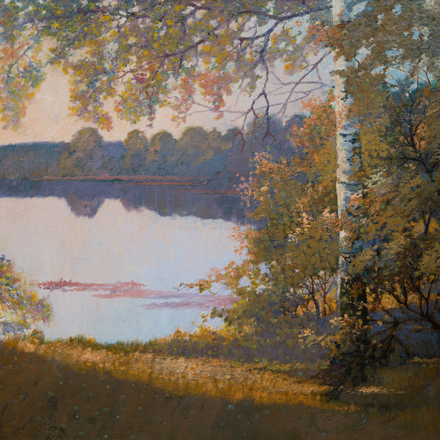 Olof Walfrid Nilsson - Autumn Landscape by the Lake (1935) - CLASSICARTWORKS