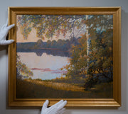 Olof Walfrid Nilsson - Autumn Landscape by the Lake (1935) - CLASSICARTWORKS
