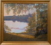 Olof Walfrid Nilsson - Autumn Landscape by the Lake (1935) - CLASSICARTWORKS