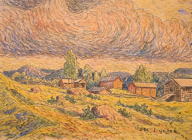 Oscar Lycke - Fäbod Settlement near Liden - CLASSICARTWORKS