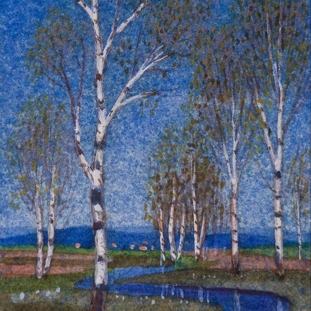 Oskar Bergman - Birch Trees Reflected in a Stream - CLASSICARTWORKS