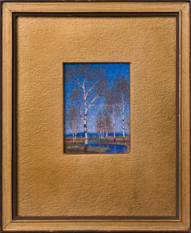 Oskar Bergman - Birch Trees Reflected in a Stream - CLASSICARTWORKS