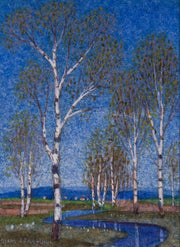 Oskar Bergman - Birch Trees Reflected in a Stream - CLASSICARTWORKS