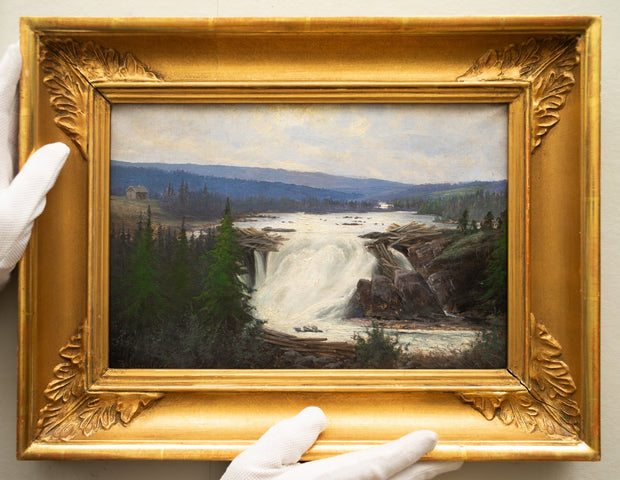 Villgodt Lundgren - Landscape With Bluish Mountains and a Waterfall - CLASSICARTWORKS