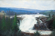 Villgodt Lundgren - Landscape With Bluish Mountains and a Waterfall - CLASSICARTWORKS