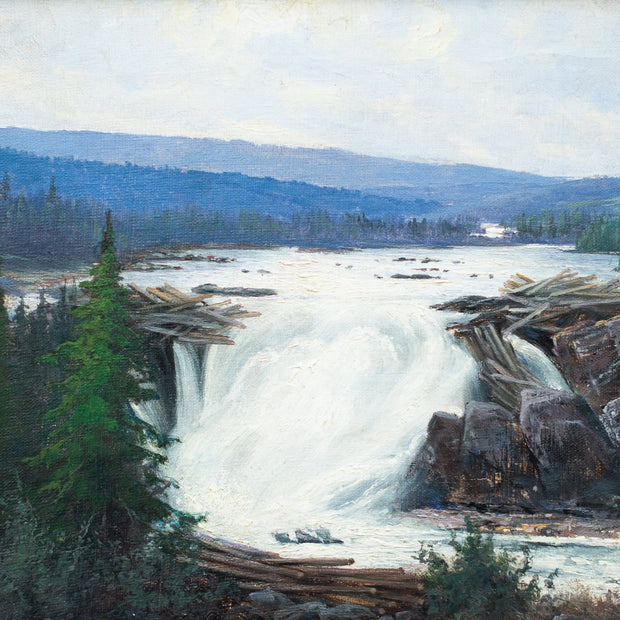 Villgodt Lundgren - Landscape With Bluish Mountains and a Waterfall - CLASSICARTWORKS