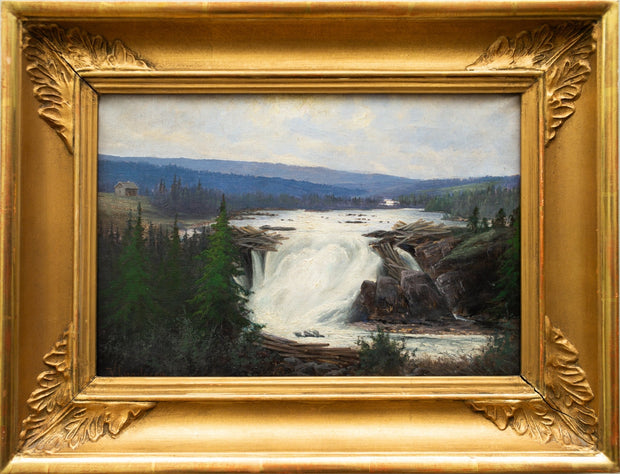 Villgodt Lundgren - Landscape With Bluish Mountains and a Waterfall - CLASSICARTWORKS