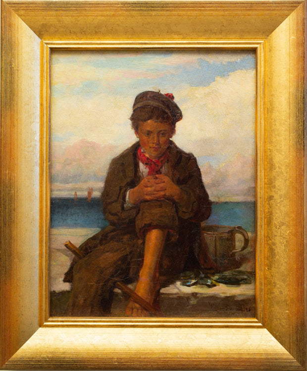 William Stewart - A Boy With Mussels Sitting by the Coast - CLASSICARTWORKS